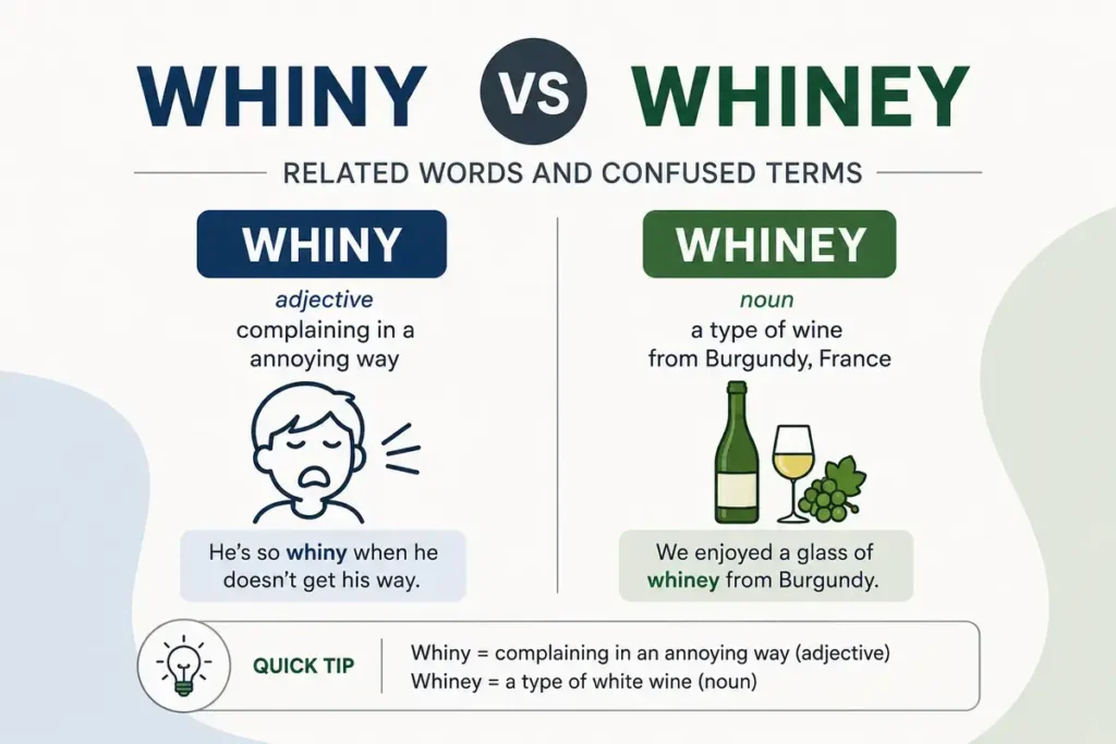 Whiny vs Whiney Related Words And Confused Terms