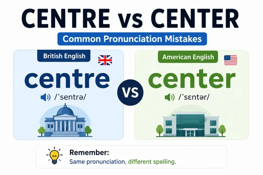 Common Pronunciation Mistakes Centre vs Center