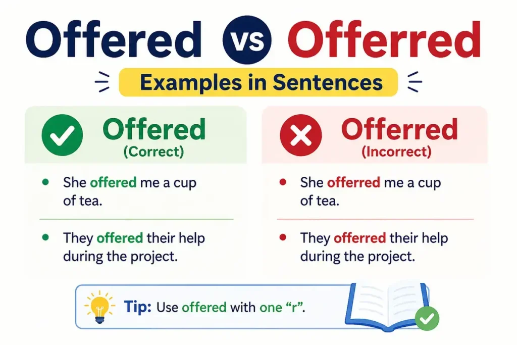 Examples in Sentences Offered vs Offerred