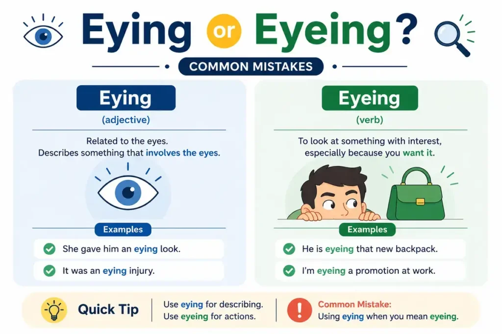 Eying or Eyeing Common Mistakes