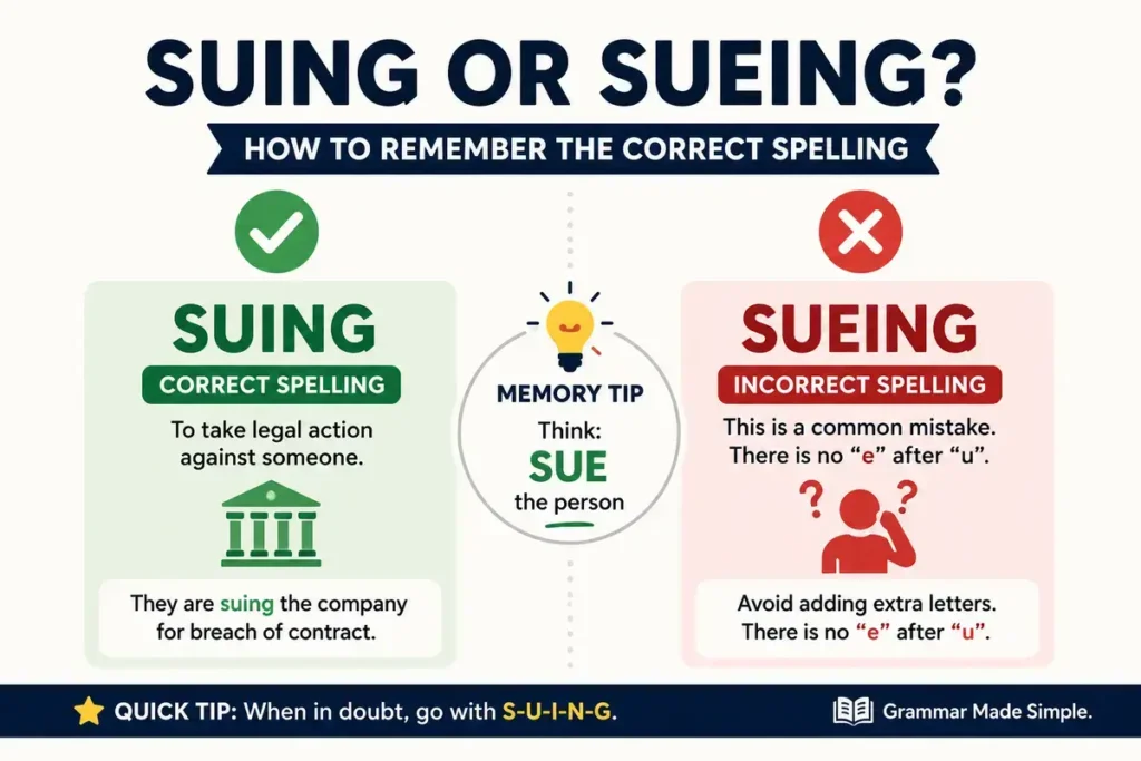 Suing or Sueing Which How To Remember The Correct Spelling