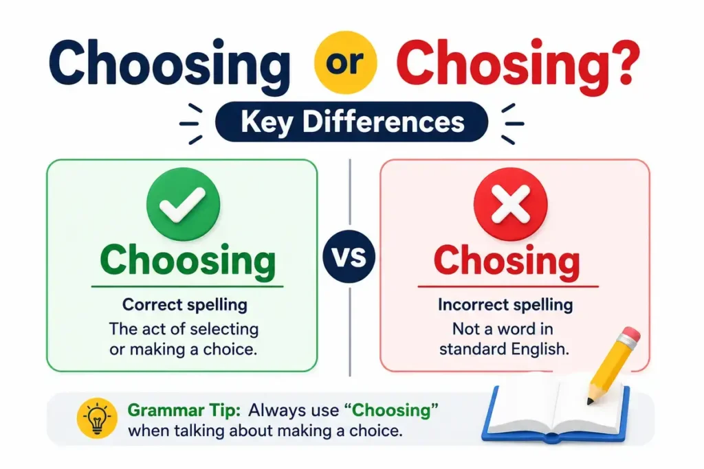 Key Differences Choosing or Chosing