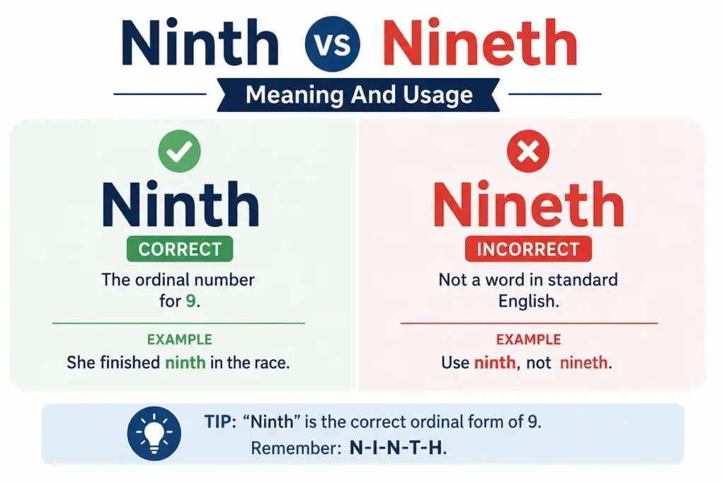 Meaning And Usage Ninth vs Nineth