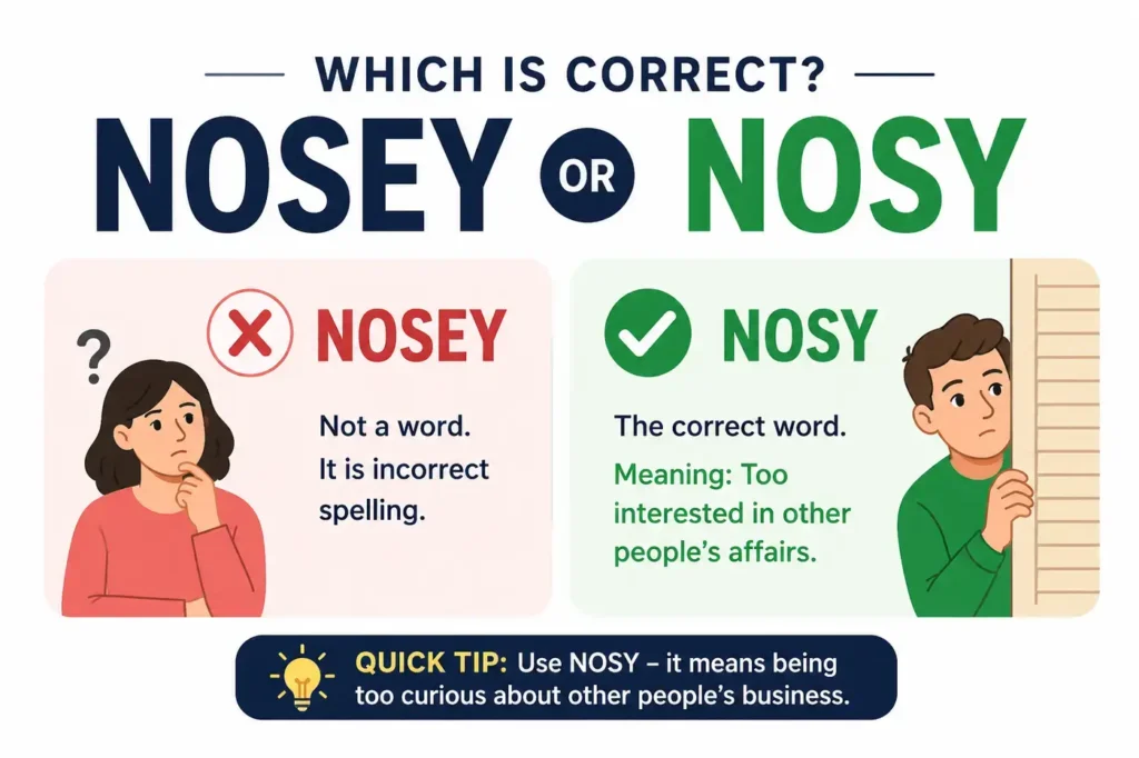 Nosey or Nosy: What’s the Difference? (2026 Guide)