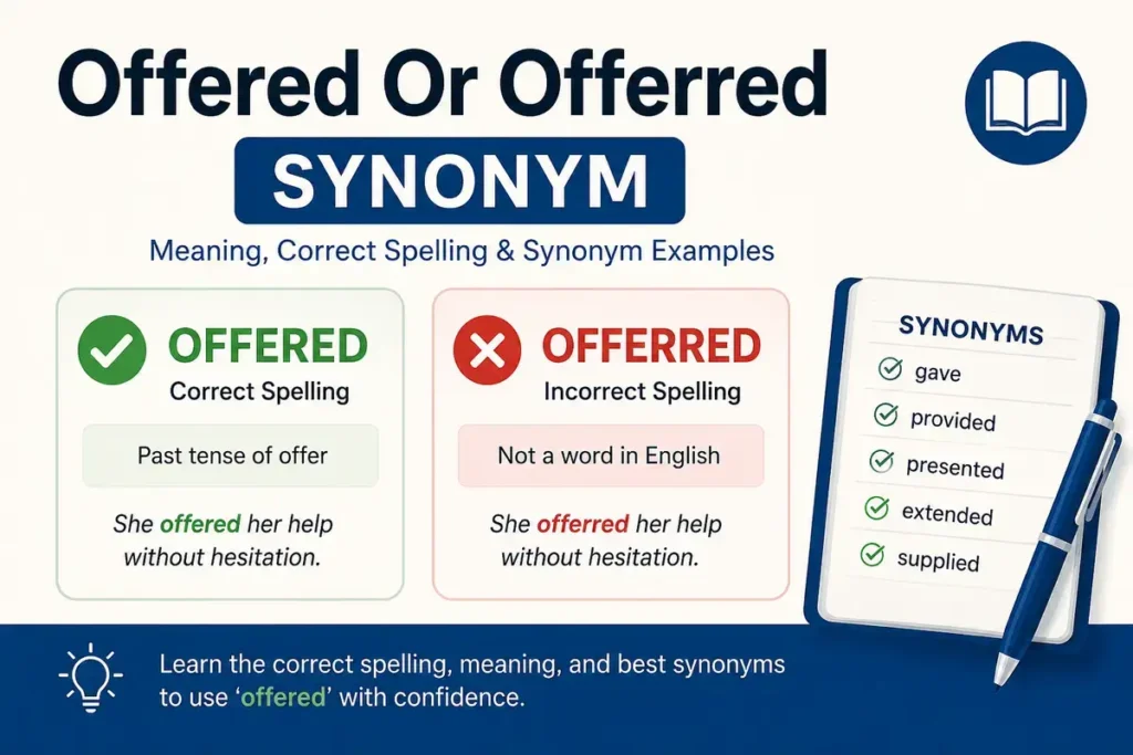 Offered Or Offerred Synonym