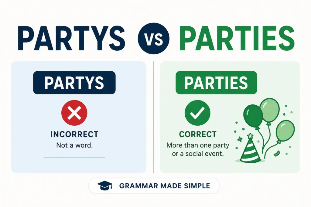 Partys vs Parties: The Complete Grammar Guide (2026)