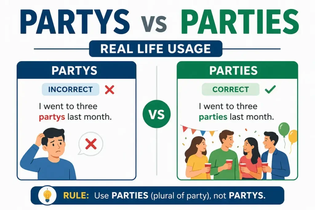 Real Life Usage partys vs parties