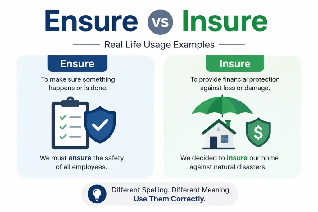 Real Life Usage Examples Ensure vs Insure