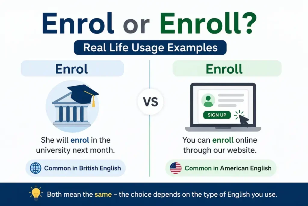 Enrol or Enroll Real Life Usage Examples