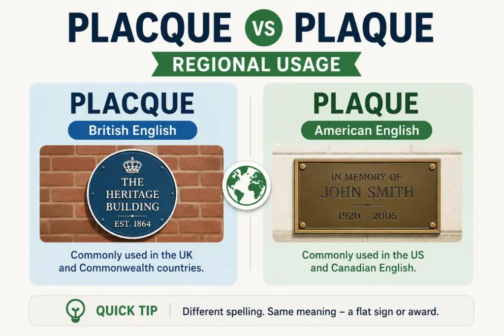 Placque vs Plaque Regional Usage