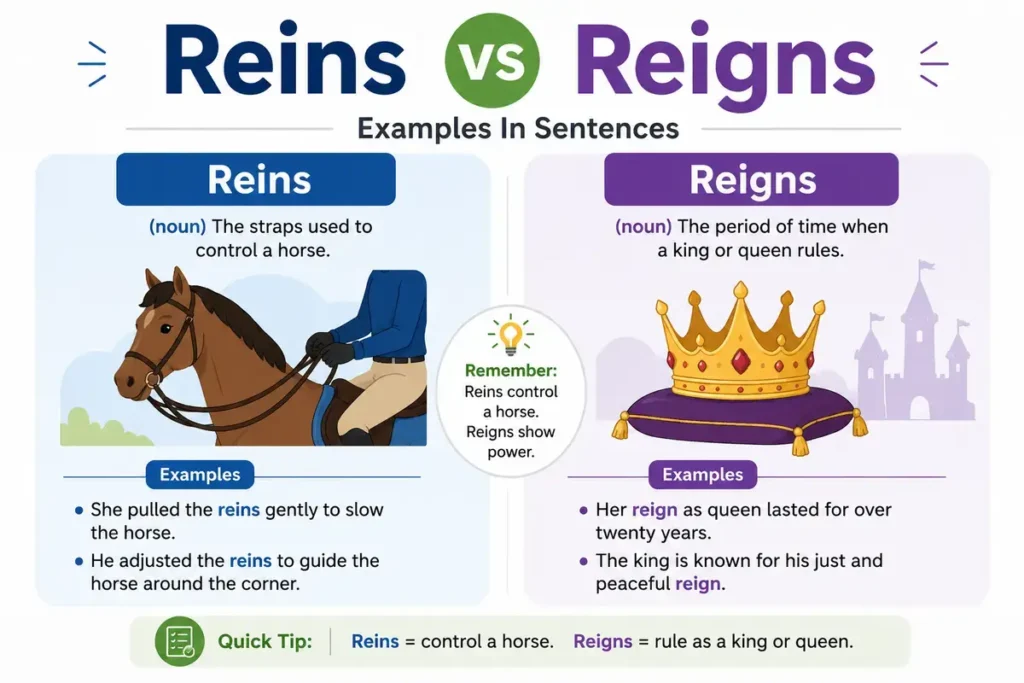 Reins vs Reigns Examples In Sentences