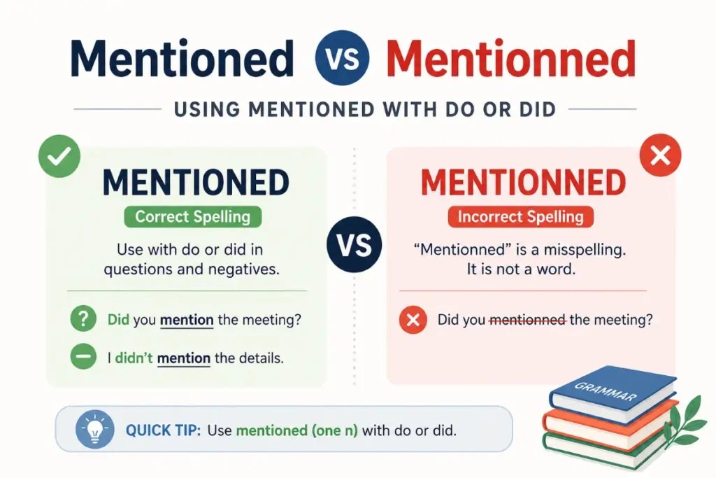 Mentioned vs Mentionned Using Mentioned With Do Or Did