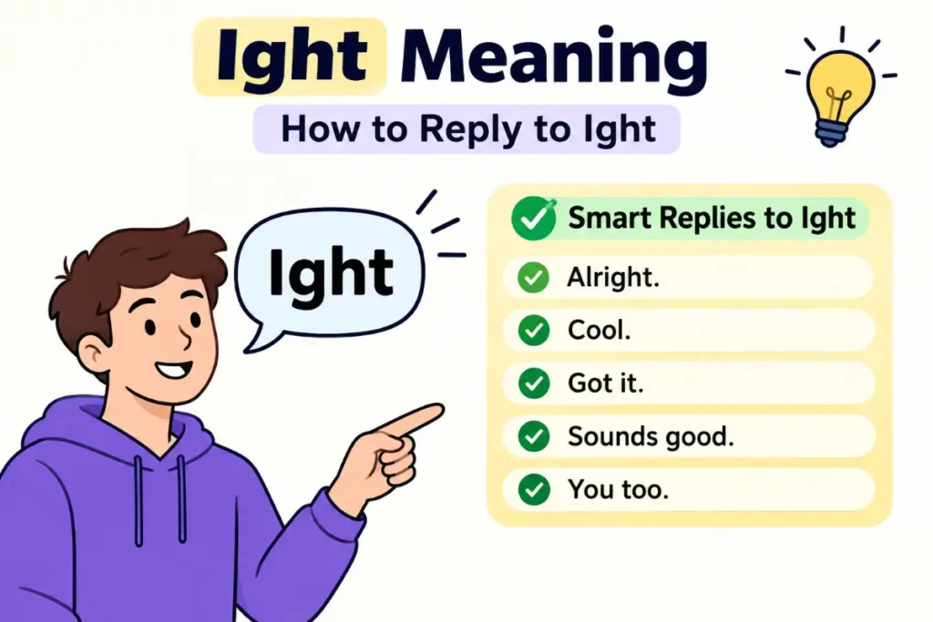 Ight Meaning explained with examples of How to Reply to Ight in casual conversations.