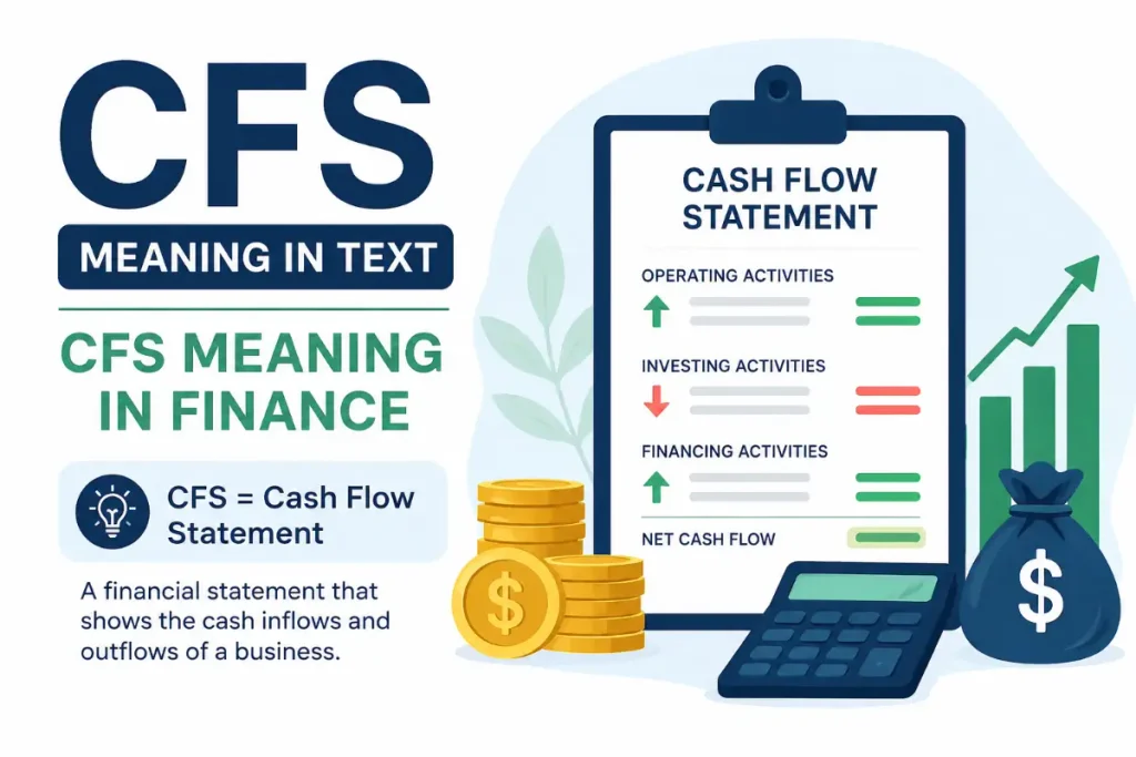 CFS Meaning in Text explained with a clear finance graphic showing a cash flow statement.
