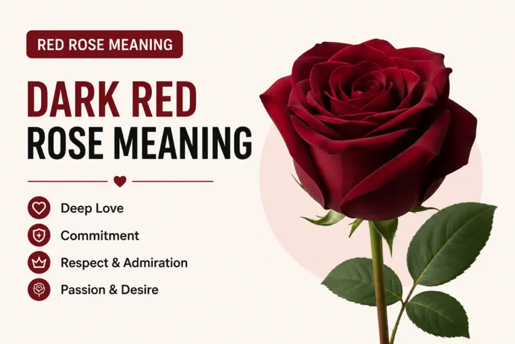 Dark red rose meaning: deep love, passion, commitment, and admiration.
