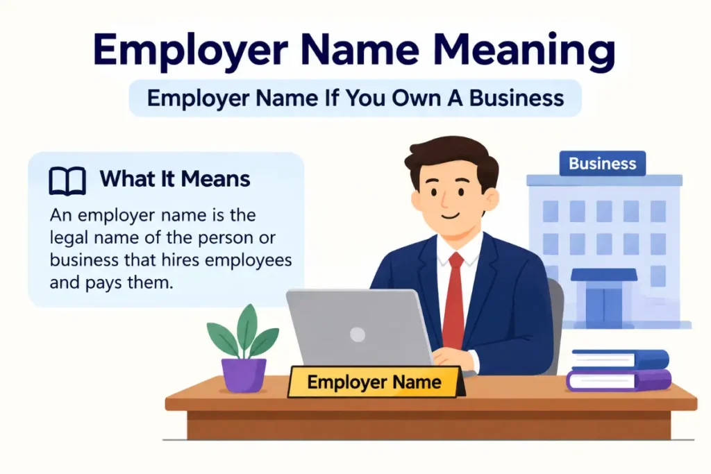 Employer Name Meaning explained for business owners and what to use as an employer name.