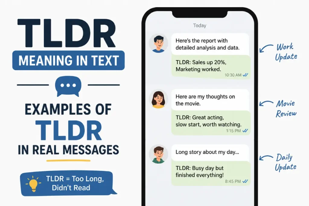 TLDR Meaning In Text: examples of TLDR in real messages and everyday conversations