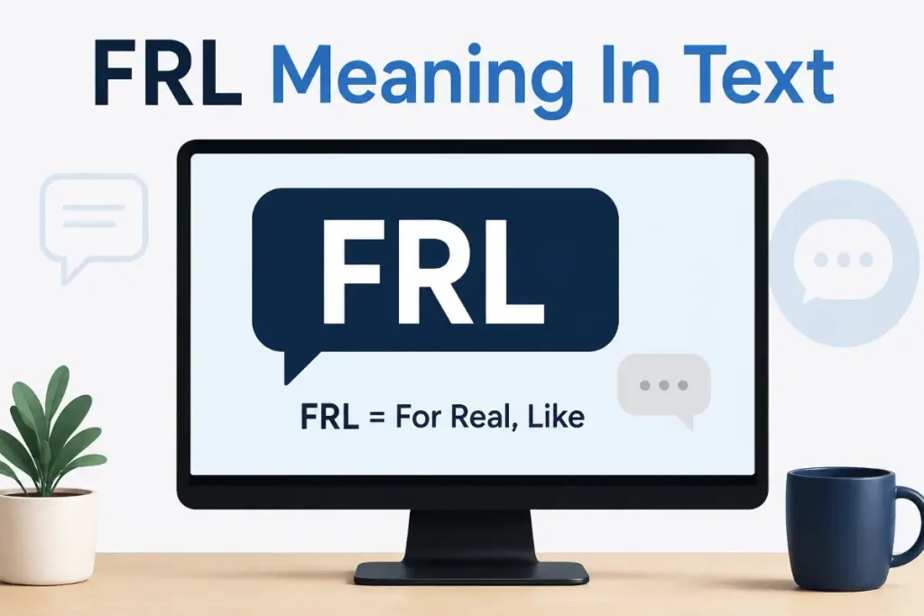 FRL Meaning In Text explained on a monitor with a clear visual definition of this popular texting abbreviation.