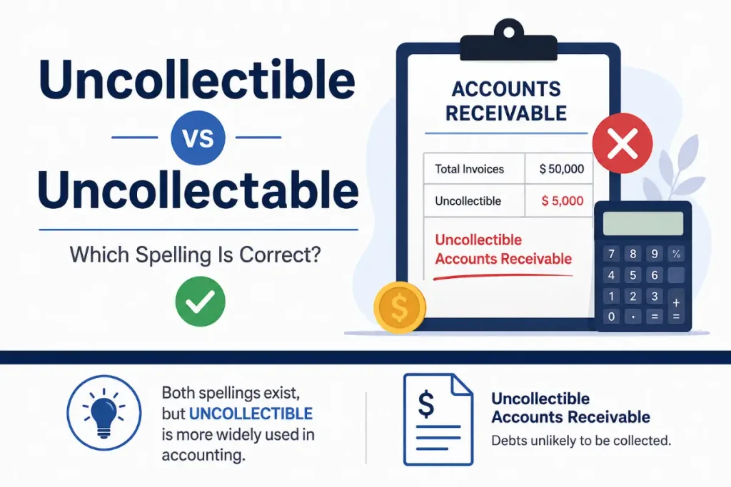 Uncollectible vs Uncollectable explained with an accounts receivable example and correct spelling guidance.