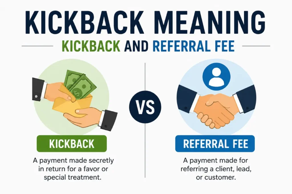 Kickback Meaning: Kickback and referral fee comparison.