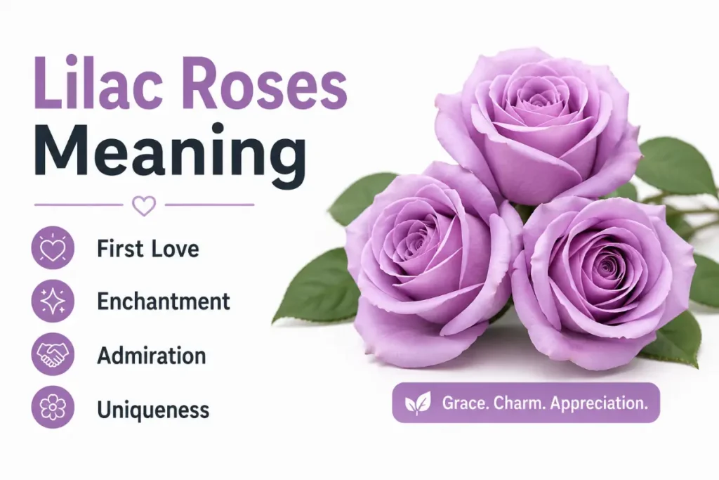 Lilac roses symbolize first love, enchantment, admiration, and uniqueness.