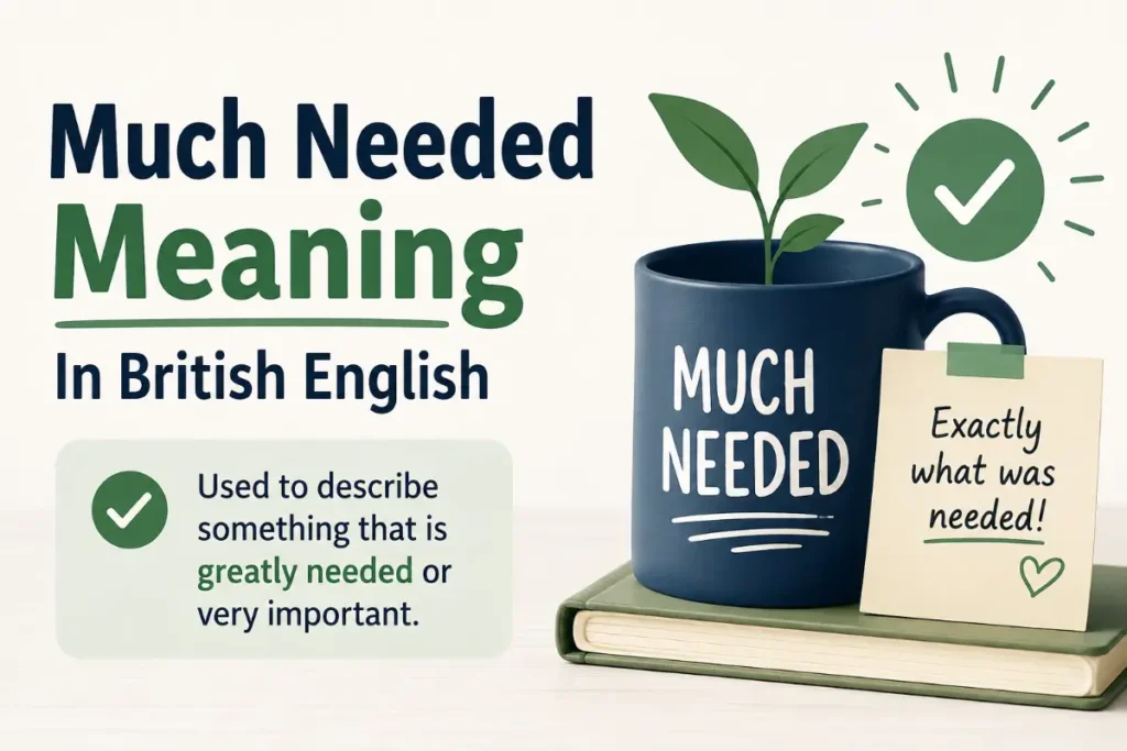 Much Needed Meaning: Much Needed In British English explained clearly with a simple grammar-focused visual.