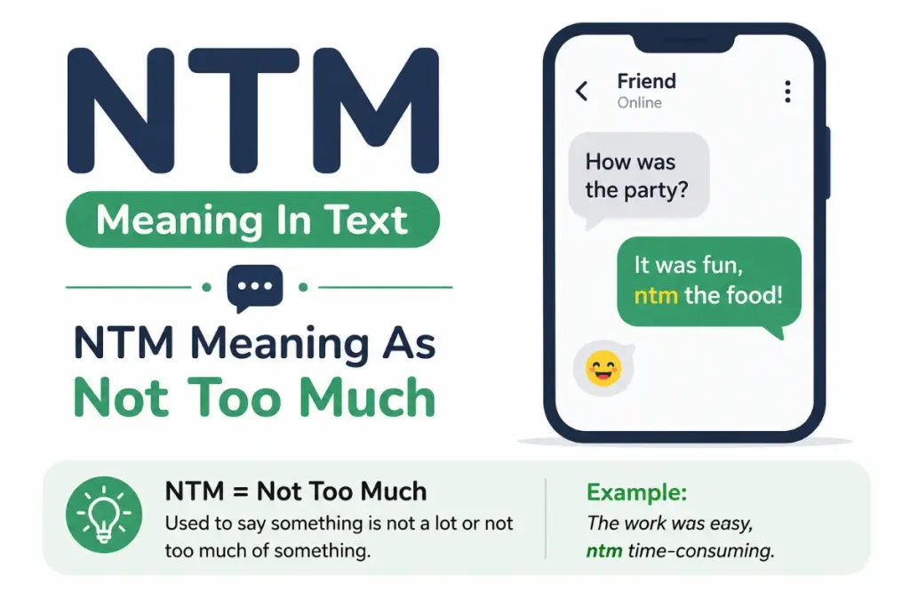 NTM Meaning In Text: Not Too Much.
