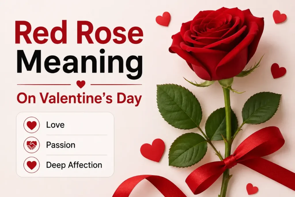 Red Rose Meaning on Valentine’s Day symbolizing love and passion.