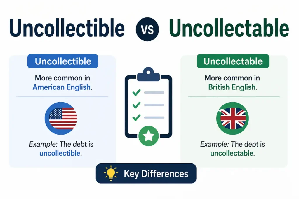 Uncollectible vs Uncollectable: key differences in American and British English usage.