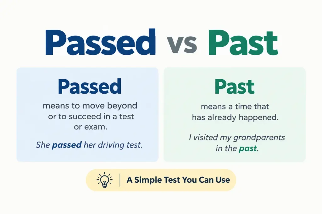 Passed vs Past: A simple grammar test to use the correct word.