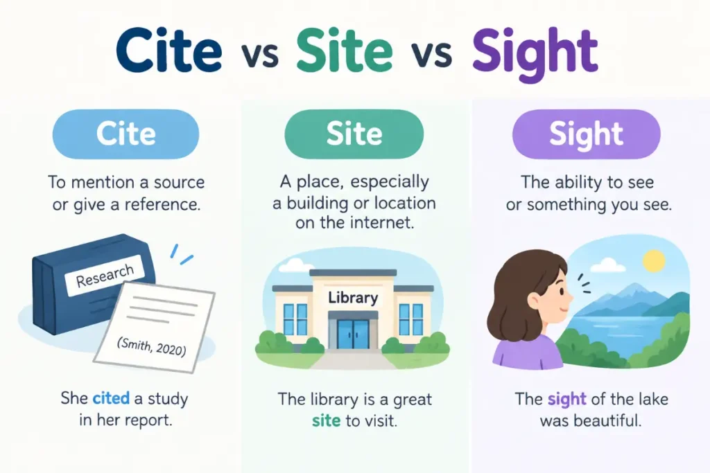 Cite vs Site vs Sight: Stop Mixing Them Up! (2026 Guide)