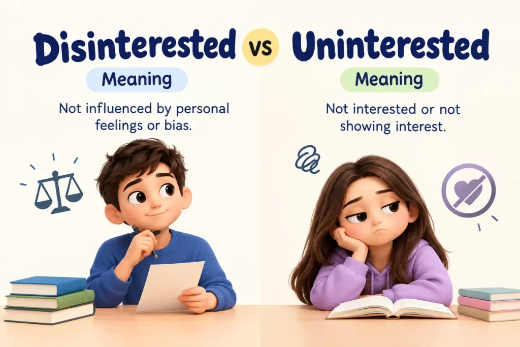 Disinterested vs Uninterested: Meaning and key grammar differences