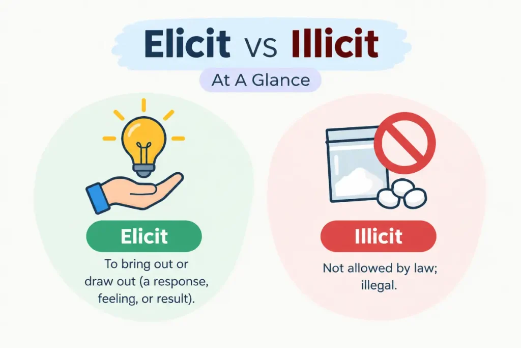 Elicit vs Illicit: At a glance, understand the key difference between the two terms.