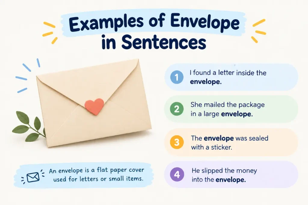 Examples of Envelope in Sentences for Envelop vs envelope grammar.