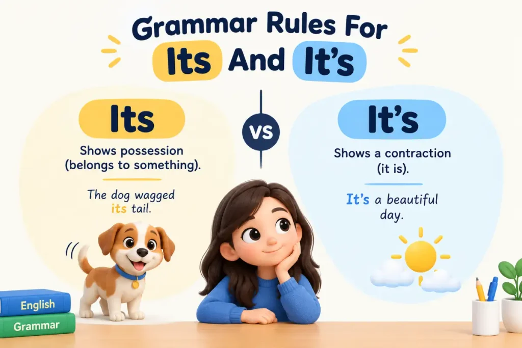 Its vs It’s grammar rules explained with clear examples.