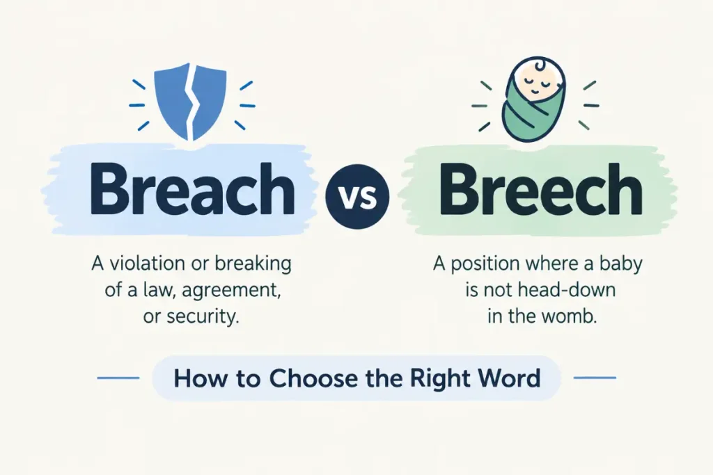 Breach vs breech: how to choose the right word and understand their different meanings.