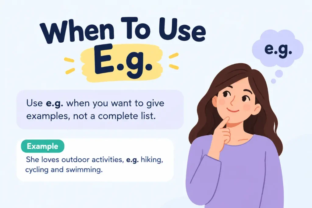 i.e. vs e.g. explained with examples and usage rules.