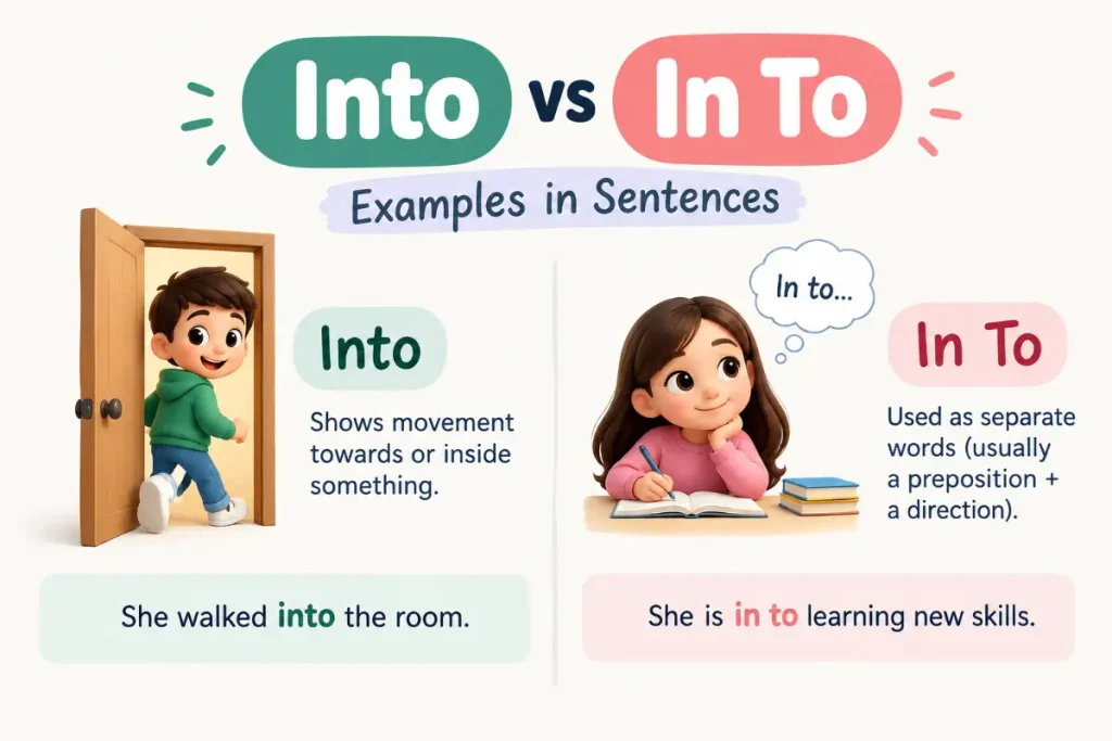 Into vs In To examples in sentences grammar guide