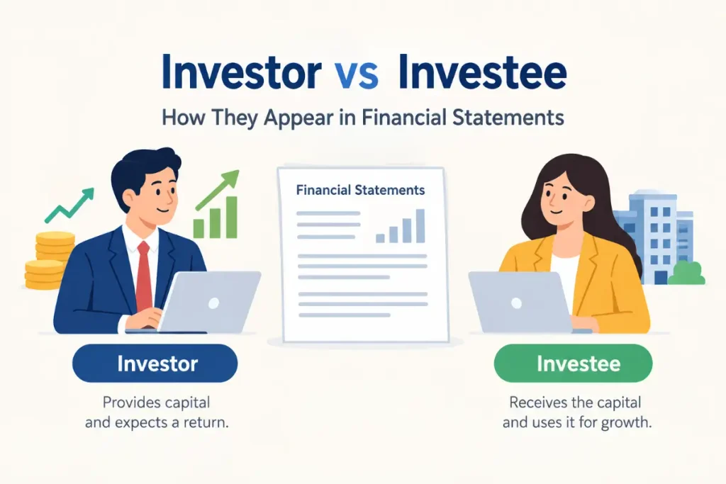 Investor vs Investee explained in financial statements with a clear comparison of their roles.