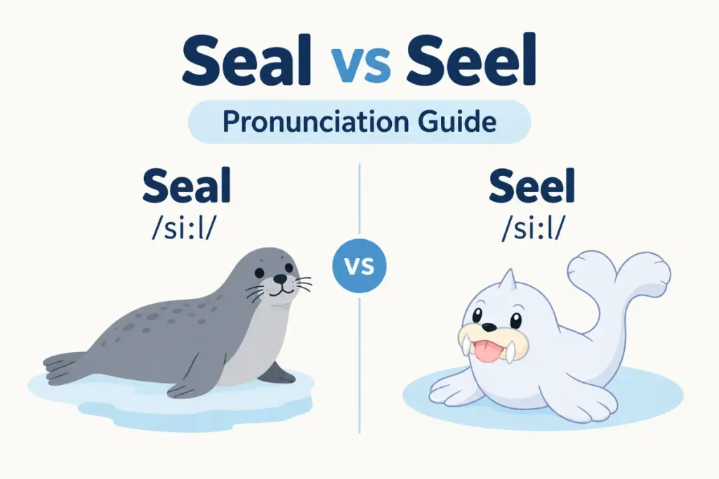 Seal vs Seel pronunciation guide comparing the two words.