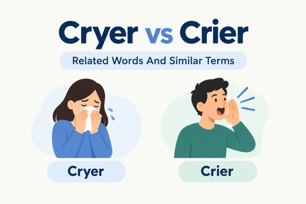 Cryer vs Crier: related words and similar terms explained with clear examples.