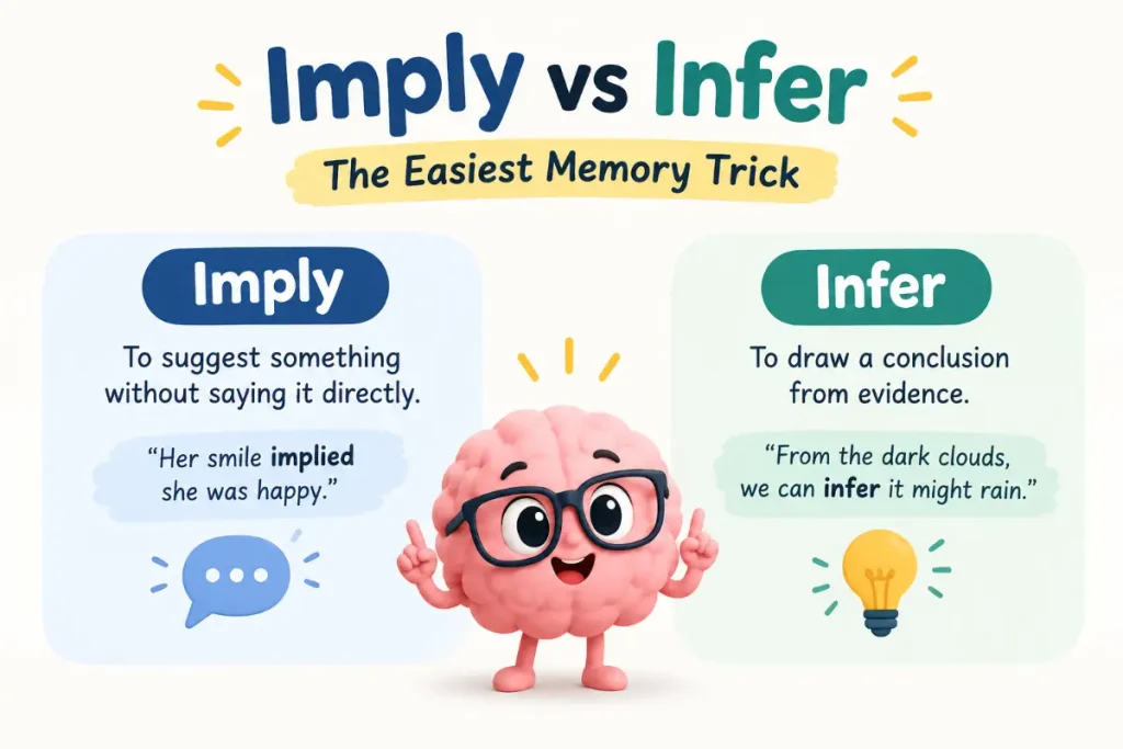 Imply vs Infer: The Easiest Memory Trick for remembering the difference.