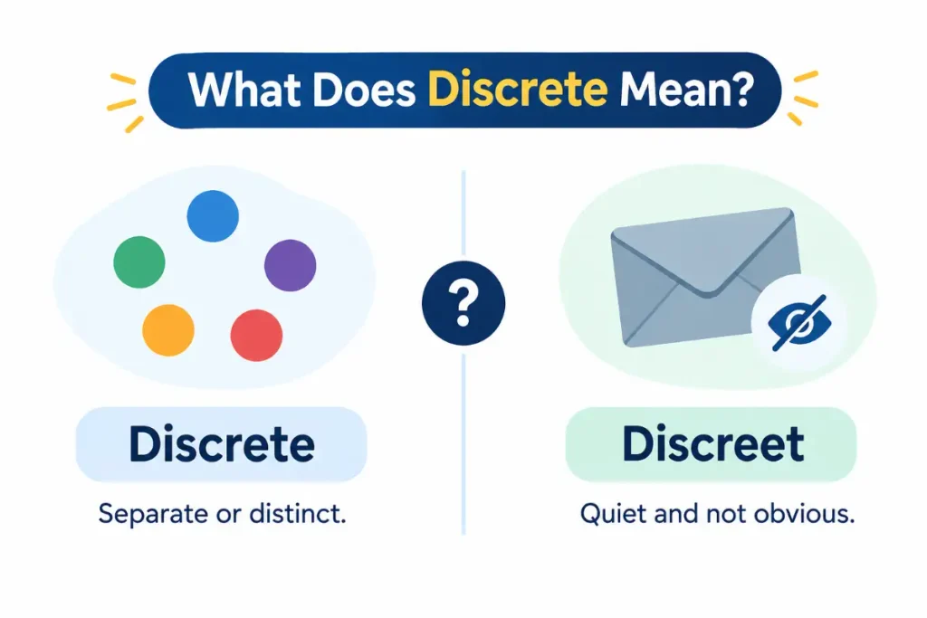 Discreet vs Discrete meaning and usage explained with clear examples.