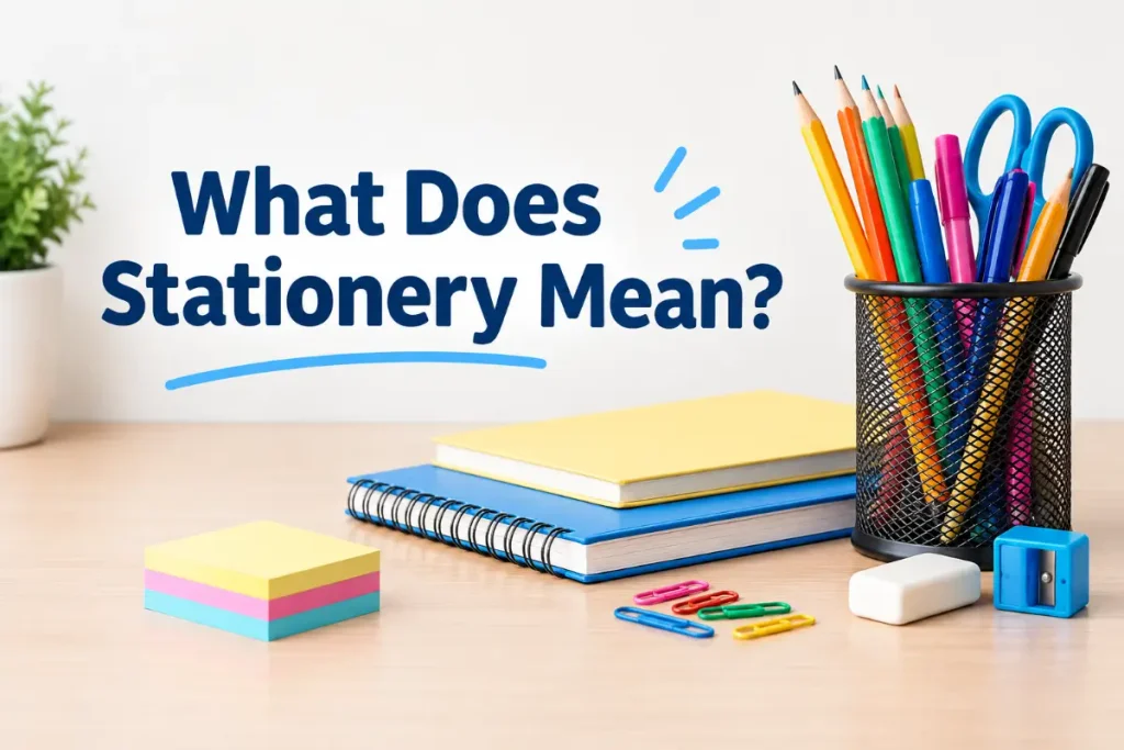 Stationary vs Stationery explained with clear stationery examples.