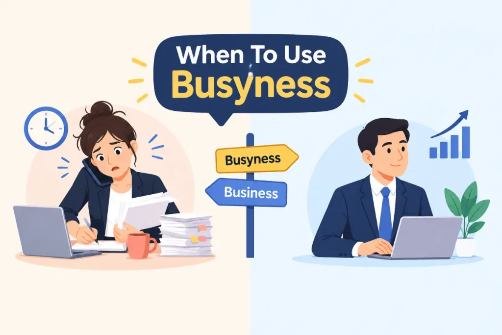 Busyness vs Business explained with a guide on when to use Busyness.