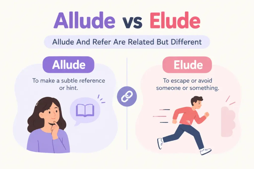 Allude vs Elude explained with related but different meanings.