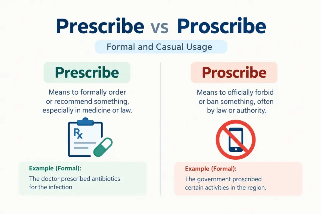 Prescribe vs Proscribe: Formal and Casual Usage guide