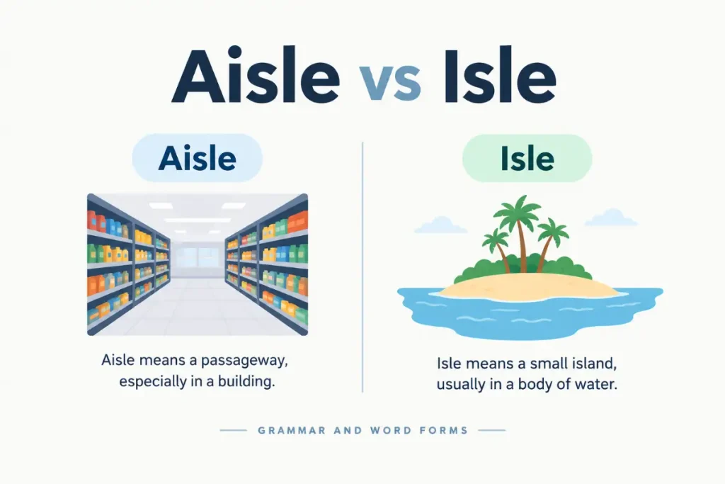 Aisle vs Isle explained with simple grammar examples