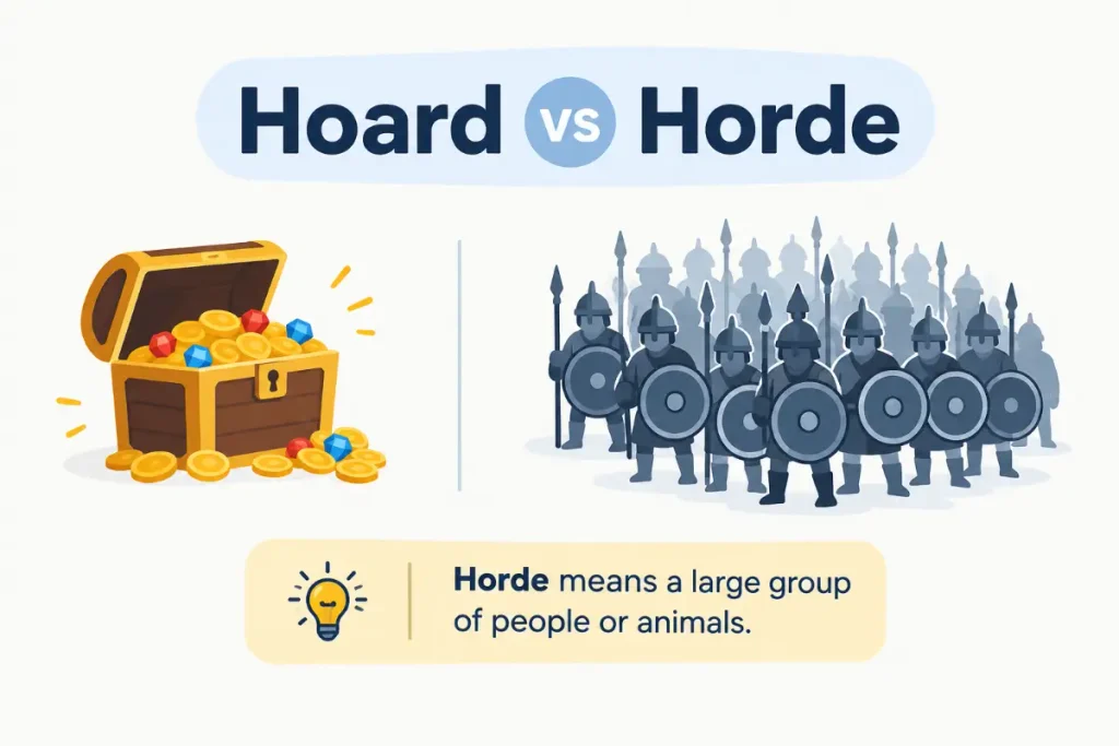 Hoard vs Horde: understanding the difference between a collection and a large group.