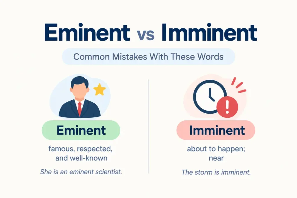 Eminent vs Imminent: Common Mistakes With These Words and how to use them correctly.